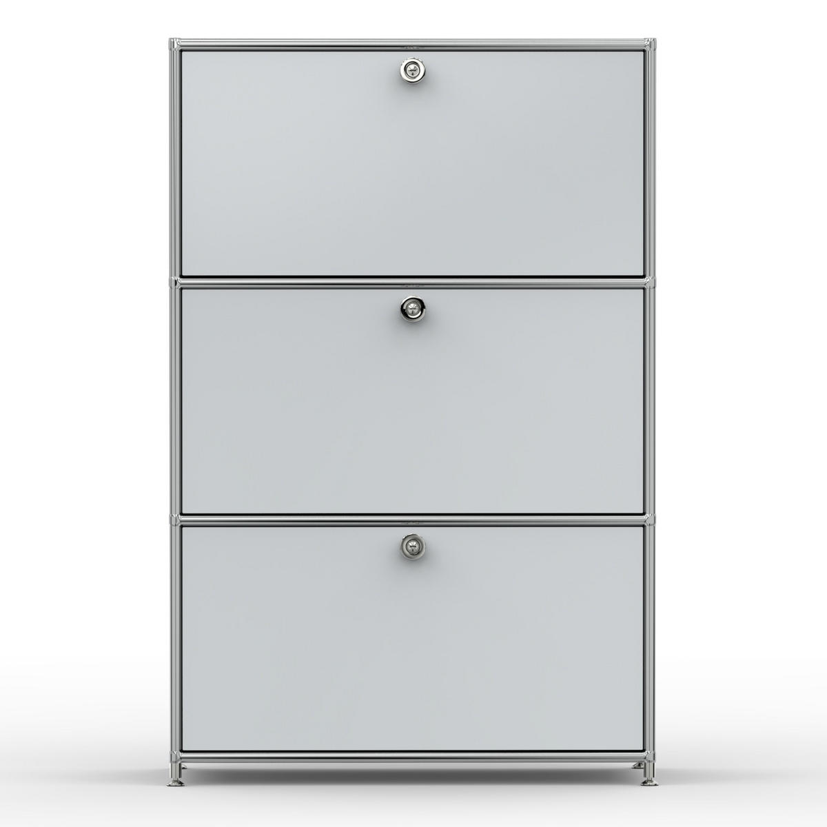 HOCHSCHRANK, 3 Schubladen, Schloss, Breite 77 cm, Lichtgrau - Chromfarben/Silberfarben, Metall (40/118/77.2cm) - Versee