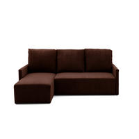 ECKSOFA GARDA L Links mit Schlaffunktion 132x198 Cord Dunkelbraun - Dunkelbraun/Schwarz, Holz/Kunststoff (209/145cm) - NACANAPA