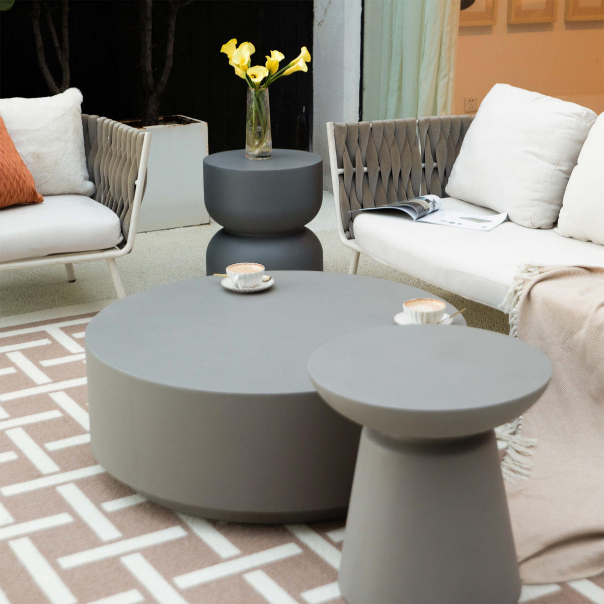 COUCHTISCH ROME Groß aus Beton 101 x 101 x 36 cm - Grau, Naturmaterialien (101/101/36cm) - Elementi