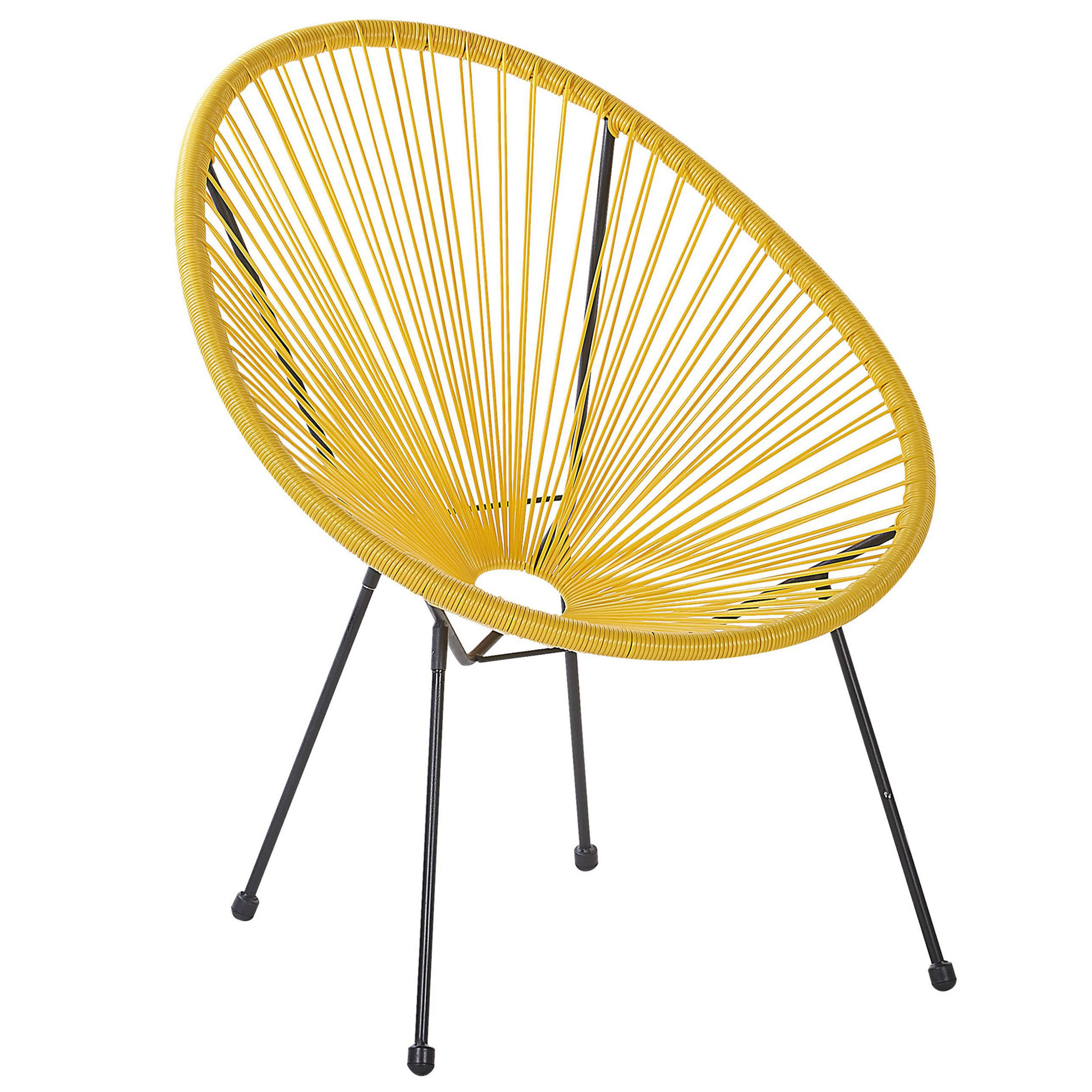 RATTANSTUHL Kunststoff gelb 70 cm Acapulco II - Gelb/Schwarz, Kunststoff (70/87/90cm) - Beliani