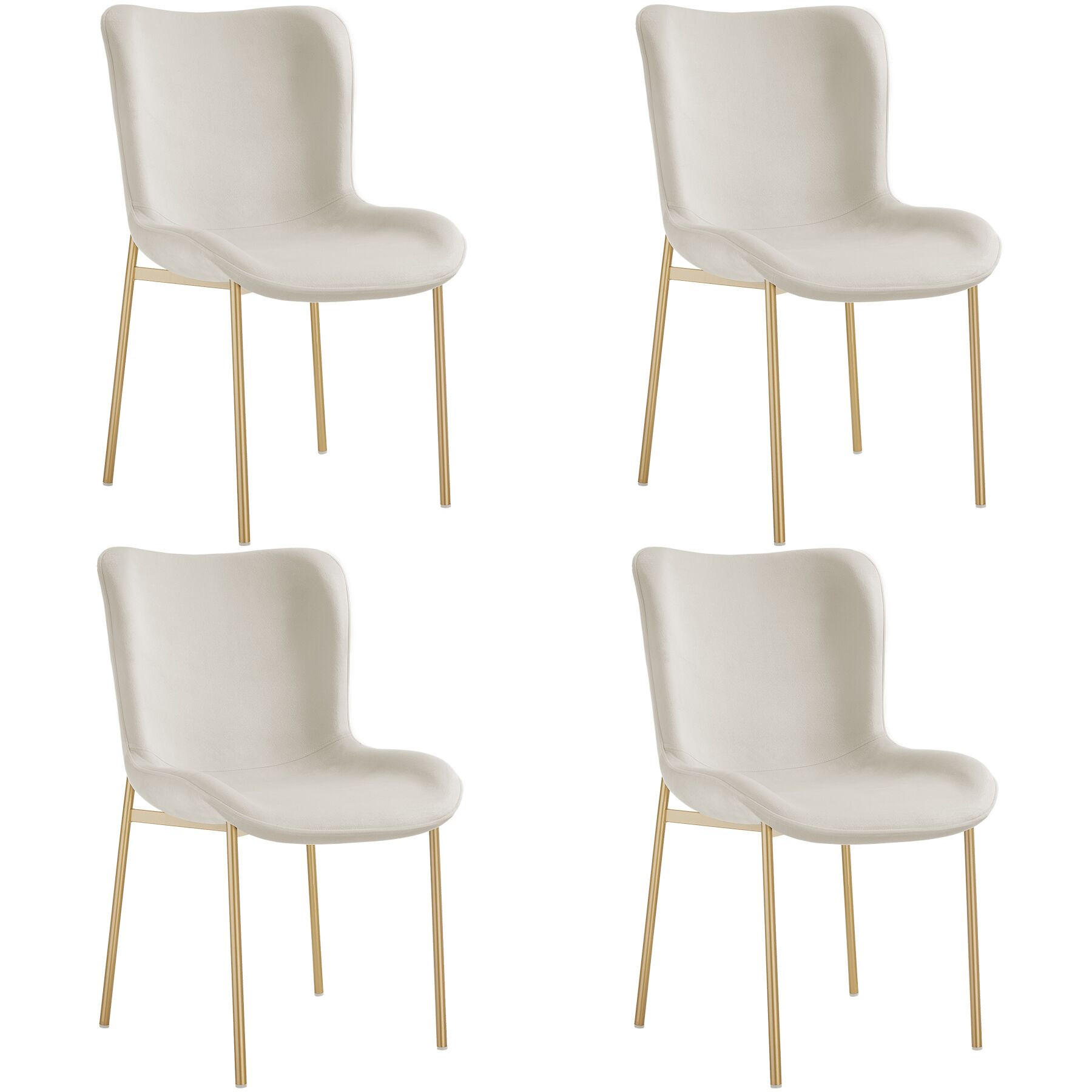 POLSTERSTUHL 4er Set Tessa 54 x 62 x 90 cm Samt beige/gold - Goldfarben/Samtahornfarben, Textil (54/90/62cm) - tectake