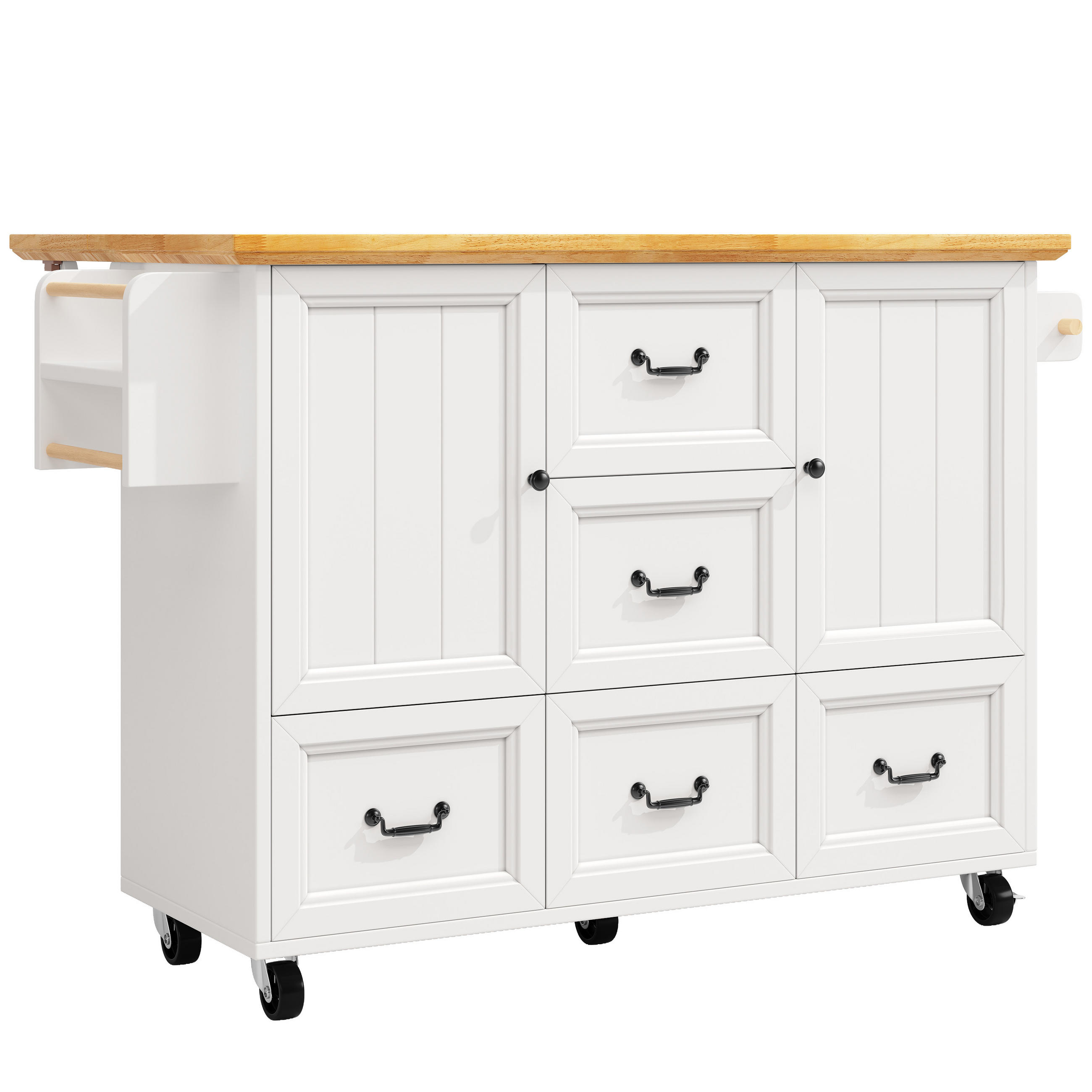 KÜCHENINSEL DE-41145 120/45-73/93 cm mit klappbarem Tischdesign Weiß - Weiß, Holzwerkstoff (120/93/45cm) - ComfortXL