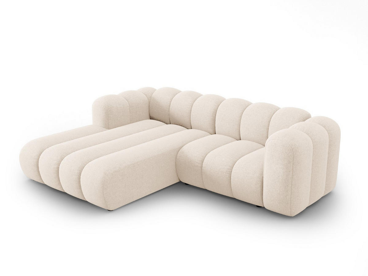ECKSOFA modular links Lupine aus Chenille-Stoff leichtes beige 3 Sitzplätze - Creme, Textil (177/230cm) - Micadoni