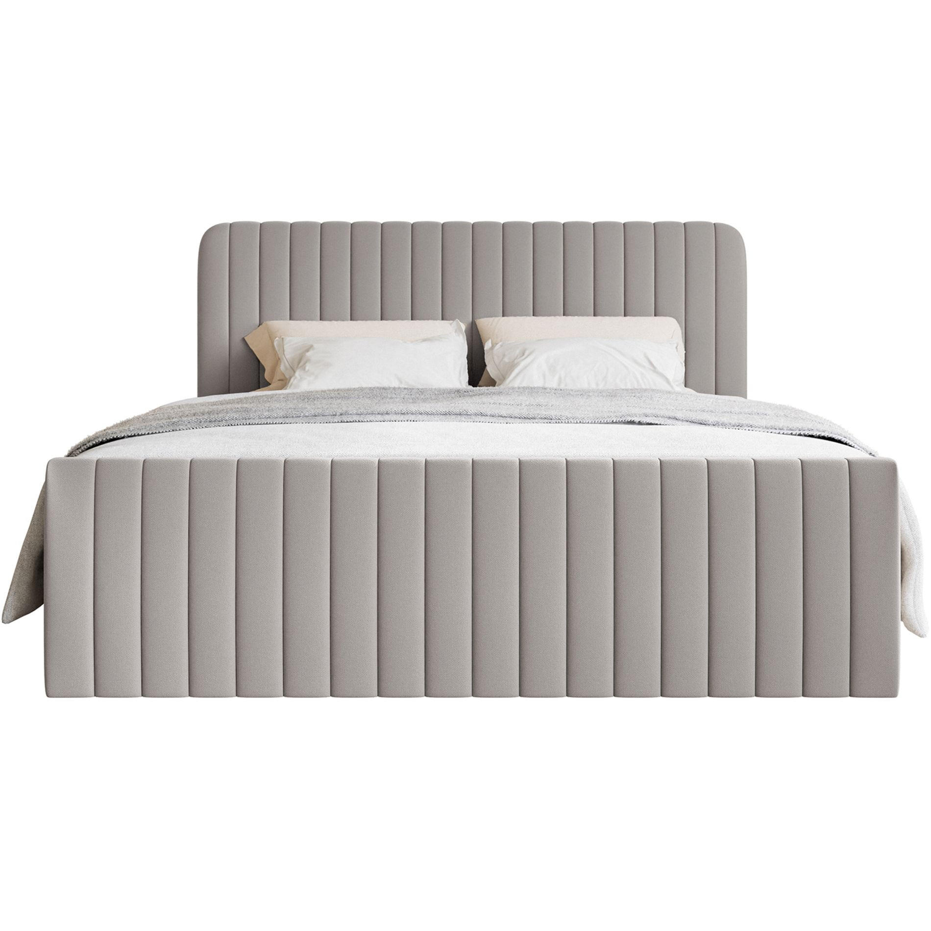 BOXBETT Saliano mit Topper und Chenille-Bezug Greige, 160x200 cm - Taupe, Kunststoff/Textil (160/200cm) - Selsey