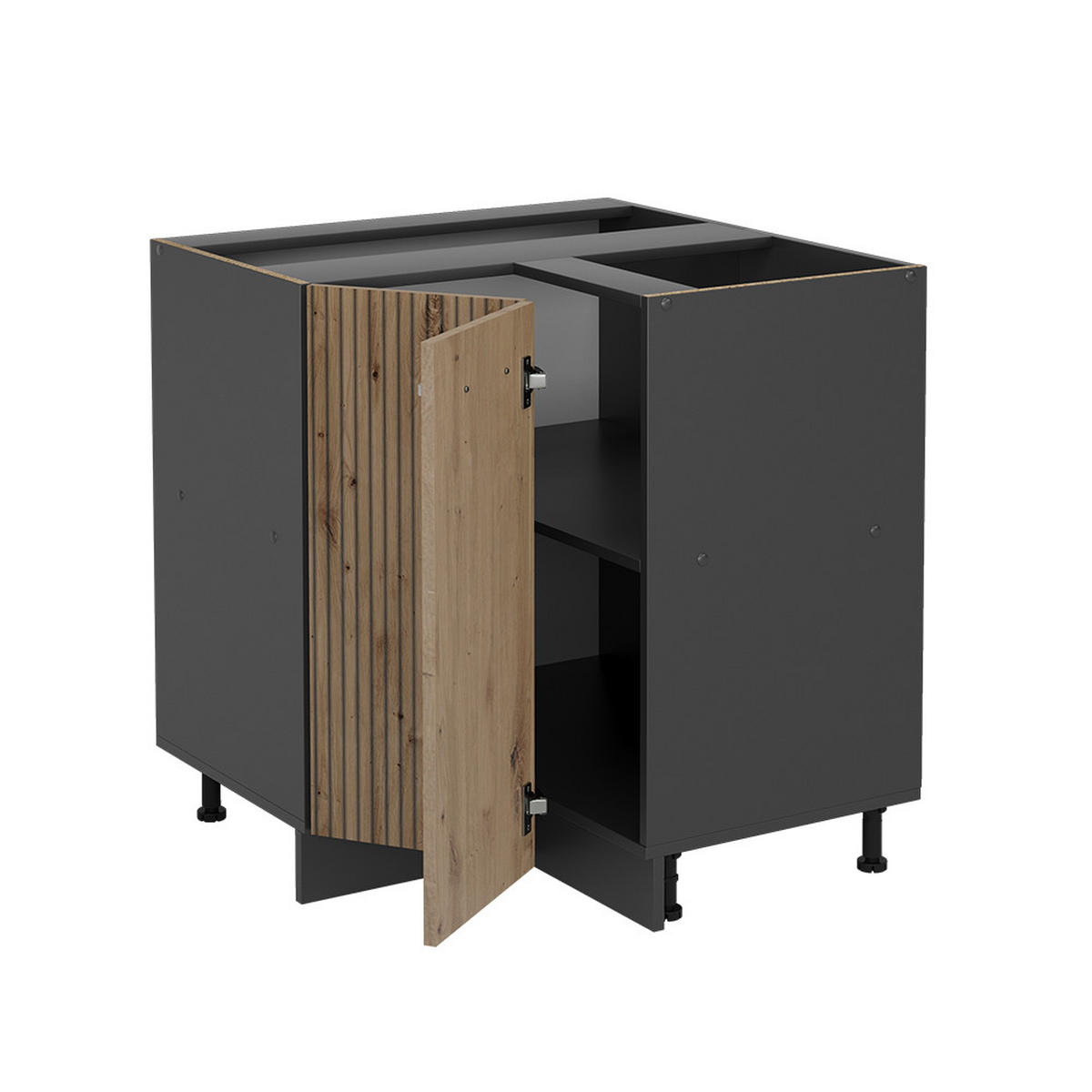 ECKUNTERSCHRANK R-Line Artisan-Eiche 75.6 cm, AP Marmor - Anthrazit/Eiche Artisan, Holzwerkstoff (75.6/81.6/60cm) - Vicco