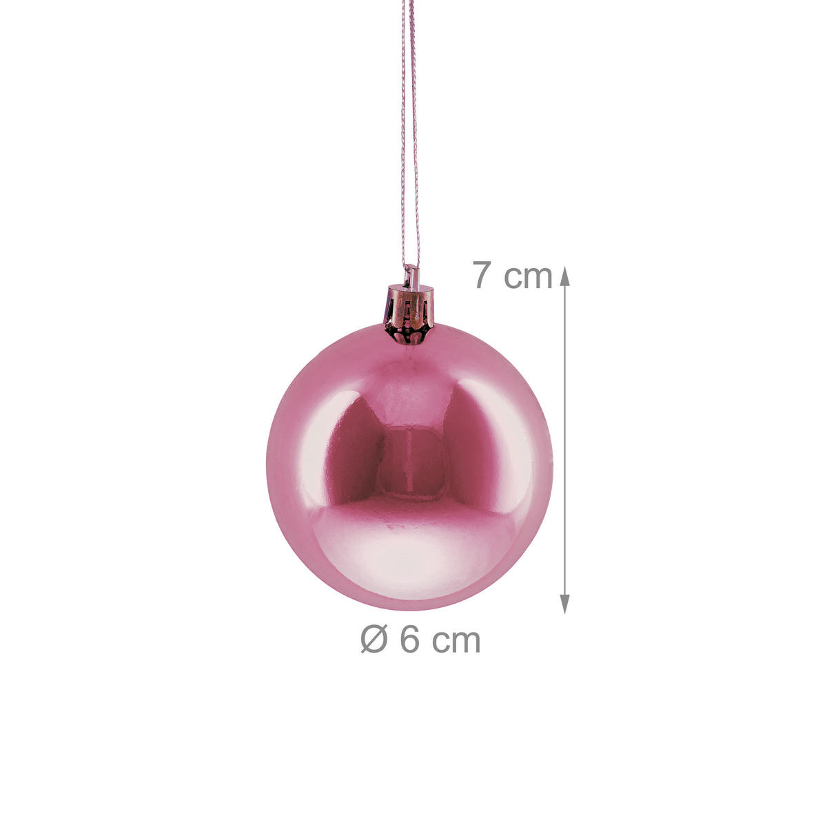 100XWEIHNACHTSKUGELN - Rosa, Kunststoff (6/7/6cm) - Relaxdays