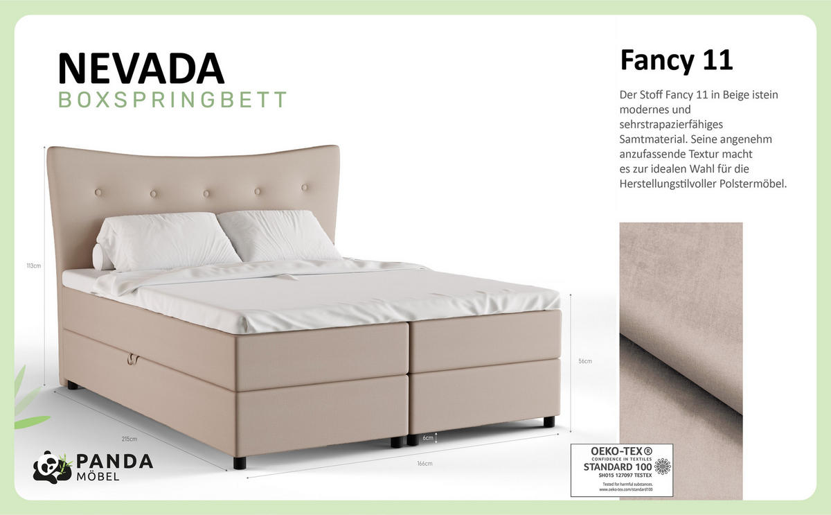 BOXBETT Nevada 160 x 200 cm Doppelbett mit hochwertiger Bonell-Matratze und Topper - cappuccino - Cappuccino, Holz (160/200cm) - Panda Möbel