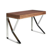 SCHREIBTISCH Rechteckig Walnuss Stahl 120/61/76 cm - Edelstahlfarben/Walnussfarben, Holz/Metall (61/120/76cm) - ANGEL CERDA