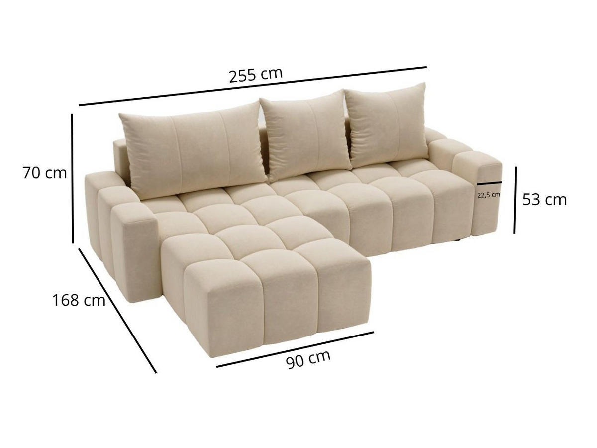 ECKSOFA Bresso Beige - Beige, Holz/Textil (255/168cm) - Graingold