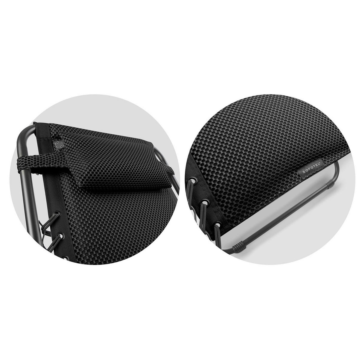 GARTEN-RELAXSESSEL Klappbarer mit Kissen, Schwarz - Schwarz, Metall (60/107/160cm)