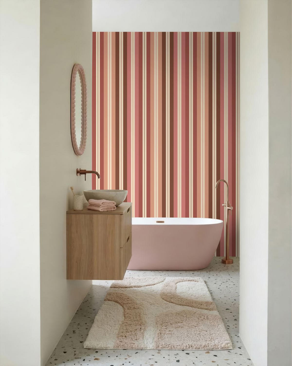 TAPETE Streifen 50 x 900 cm - Terracotta, Papier (50/900cm) - ESTAhome