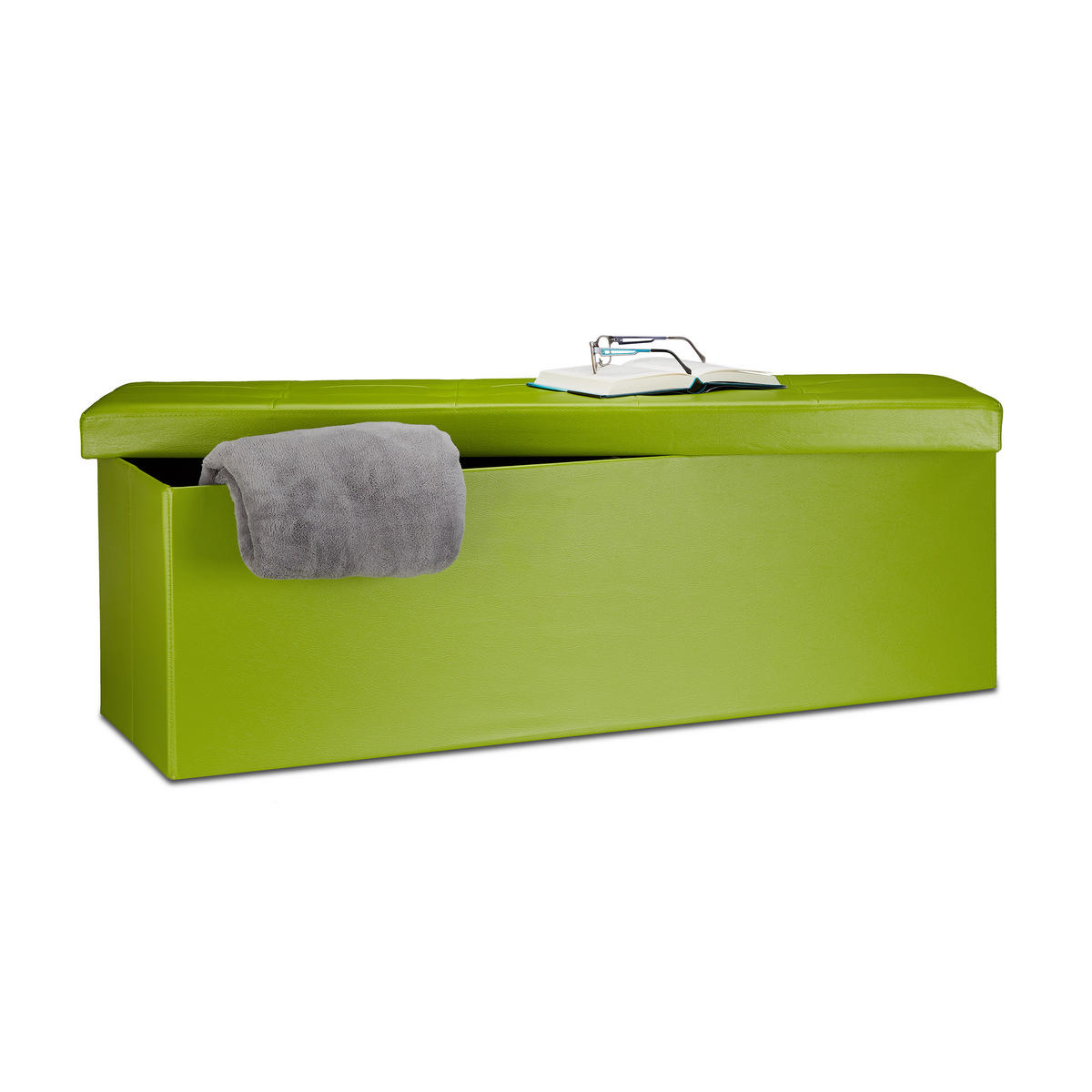 FALTBARE Sitzbank - Grün, Holzwerkstoff/Kunststoff (38/38/114cm) - Relaxdays