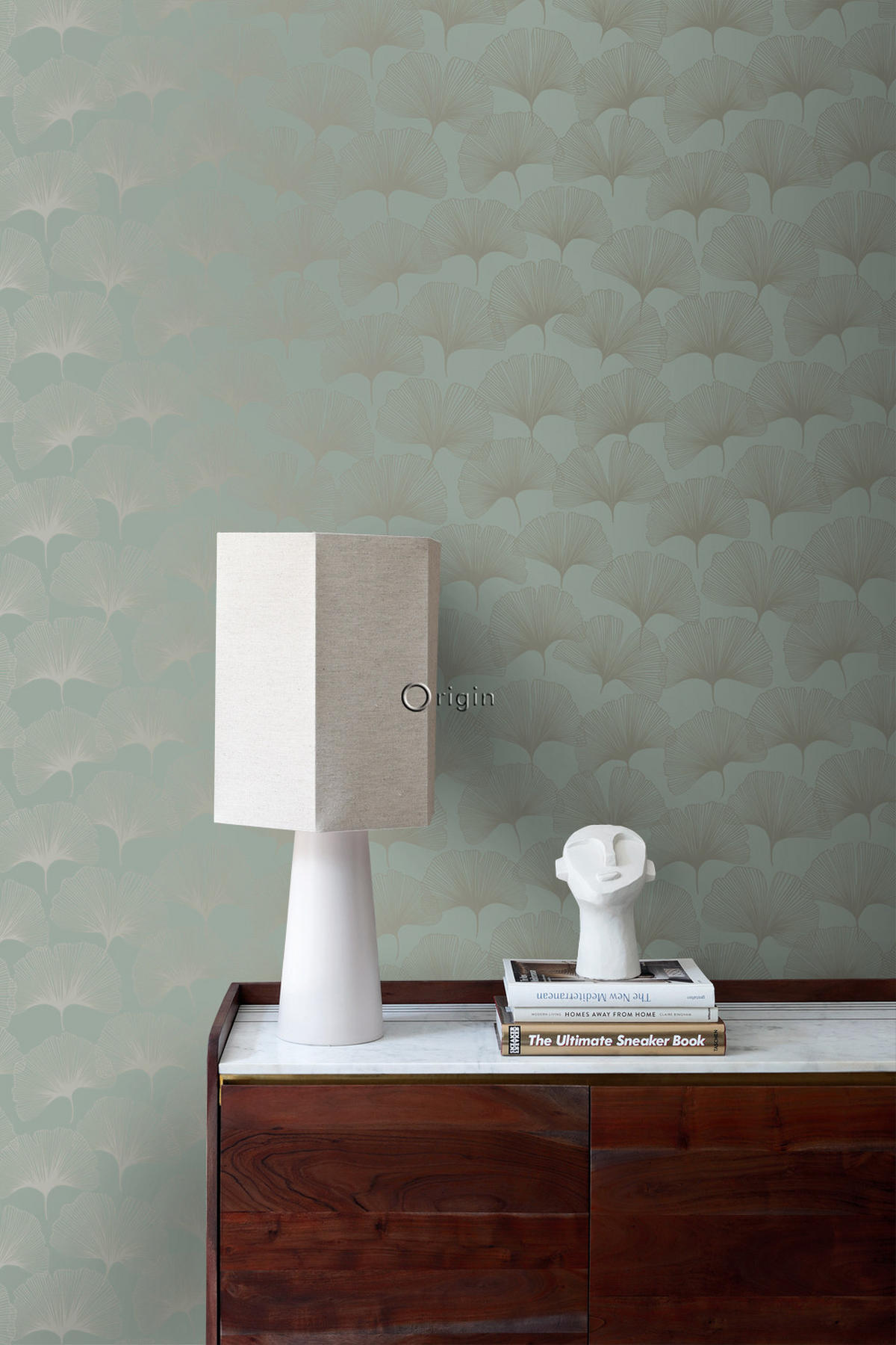 TAPETE Ginkgoblätter 53 cm x 10.05 m - Grün, Papier (53/1000cm) - Origin Wallcoverings
