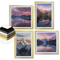 WANDBILDER 4er Set - 50x50 cm & 40x60 cm Goldrahmen - Berglandschaften im Hintergrund - Goldfarben, Kunststoff (50/50cm) - ArtPrintCave