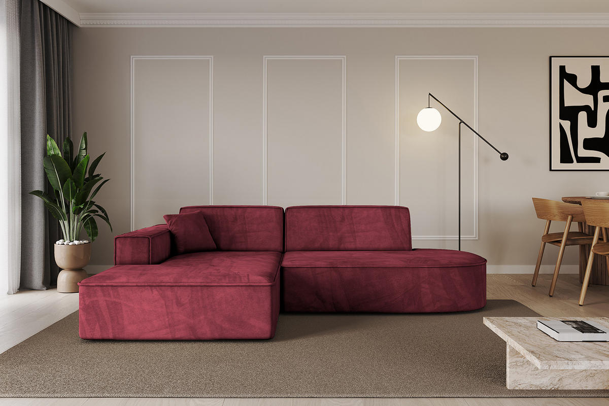 ECKSOFA Ottomane Links IREA-L1-v4 - 233x165x72,5 cm Bordeauxrot - Bordeaux, Holzwerkstoff/Textil (233/165cm) - ALTDECOR