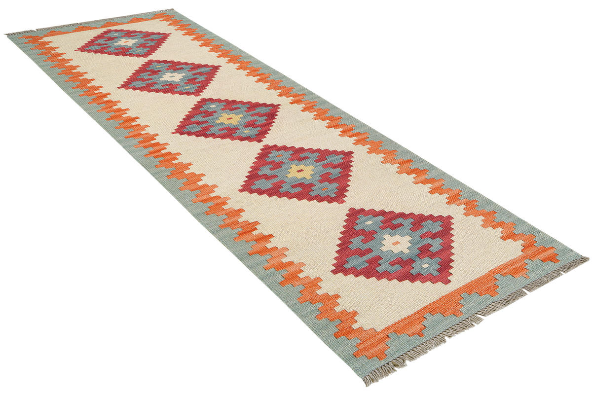 HANDWEBTEPPICH Kelim Gashgai Beige 194/59 cm Schurwolle - Beige, Textil (59/194cm) - Looma