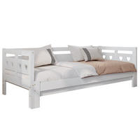POLSTERBETT aus Kiefernholz & MDF 98-187x196x66 cm in Weiß mit Ausziehbett - Weiß, Holzwerkstoff (90/190cm) - Modfu