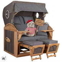 STRANDKORB XL Schillig Bullauge - Braun/Grau, Metall (142/170/95cm) - Mr. Deko
