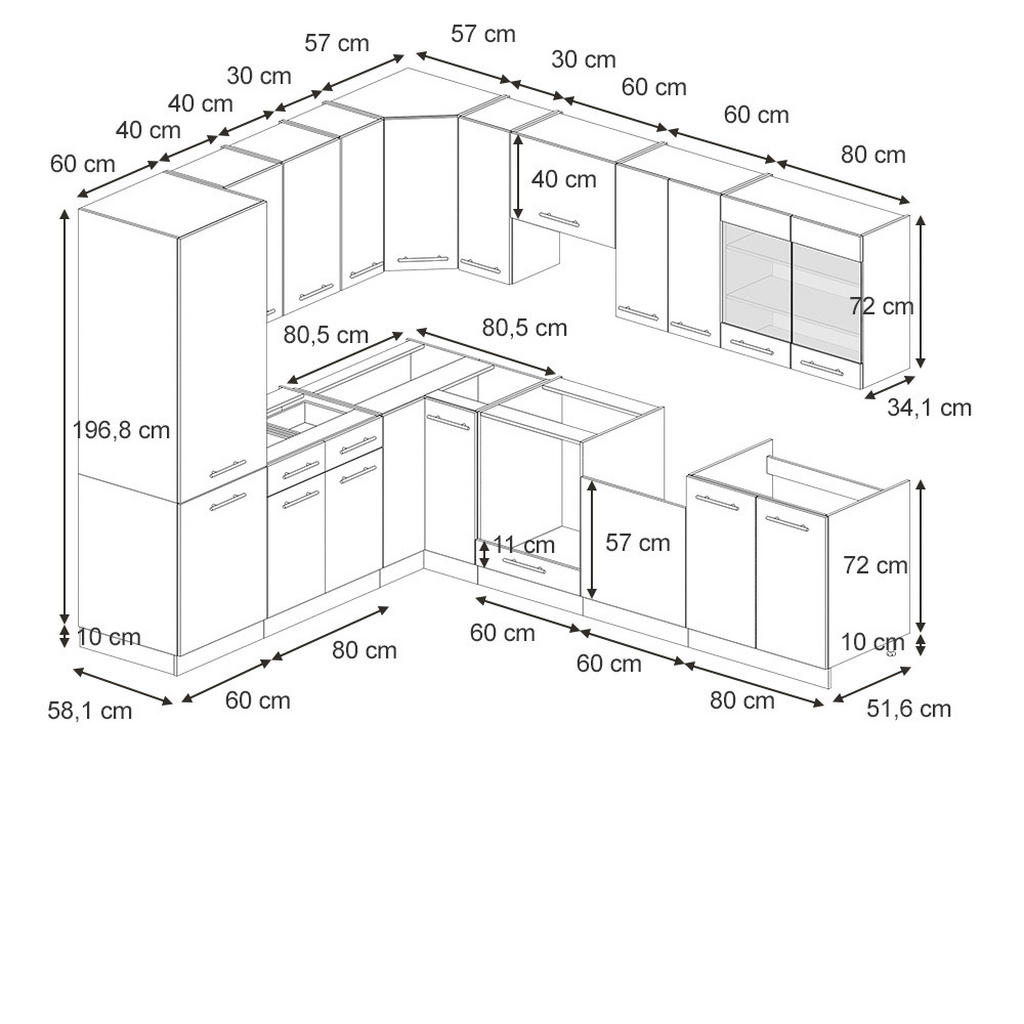 Thumbnail - Vicco Eckküche, Dunkelblau, Anthrazit, Holzwerkstoff, L-Form,Formgebogen, 287x81.6x60 cm, Küchen, Eckküchen, Eckküchen o...