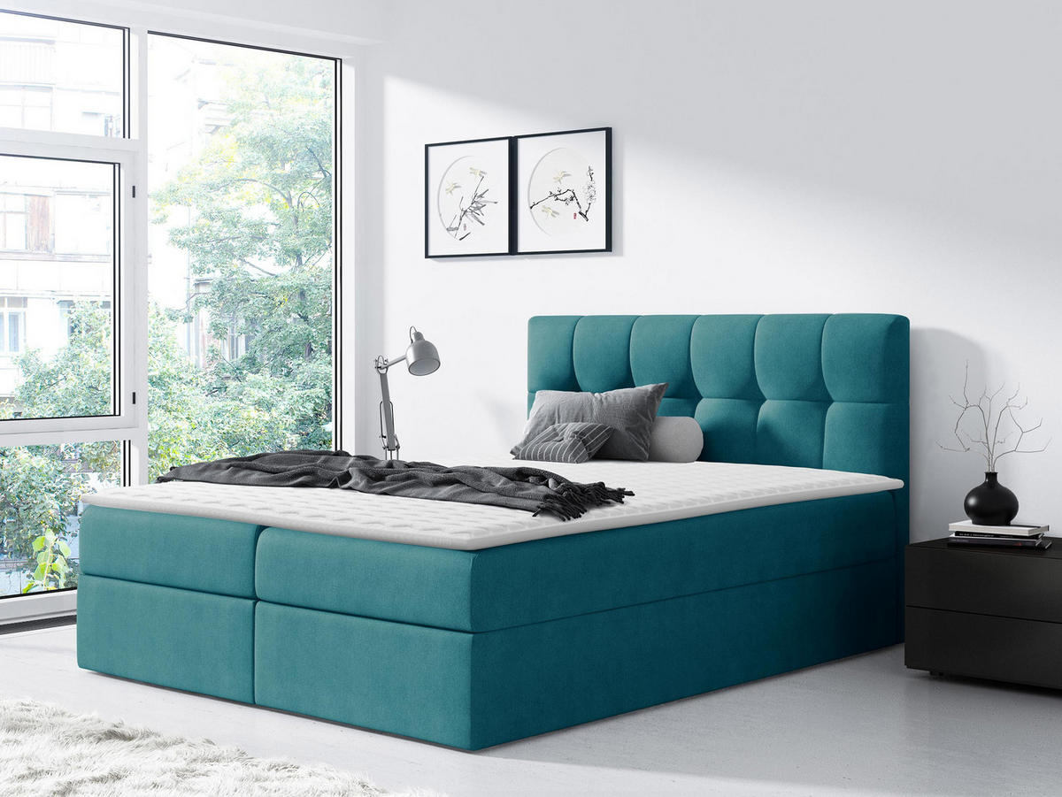 BOXBETT Rico - Blau, Holz/Textil (120/200cm) - MIRJAN24