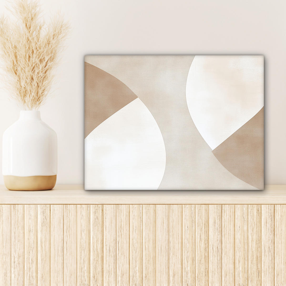 LEINWANDBILD Braun - Japandi - Abstrakt 40x30 cm - Sandfarben, Textil (40/30cm) - MuchoWow