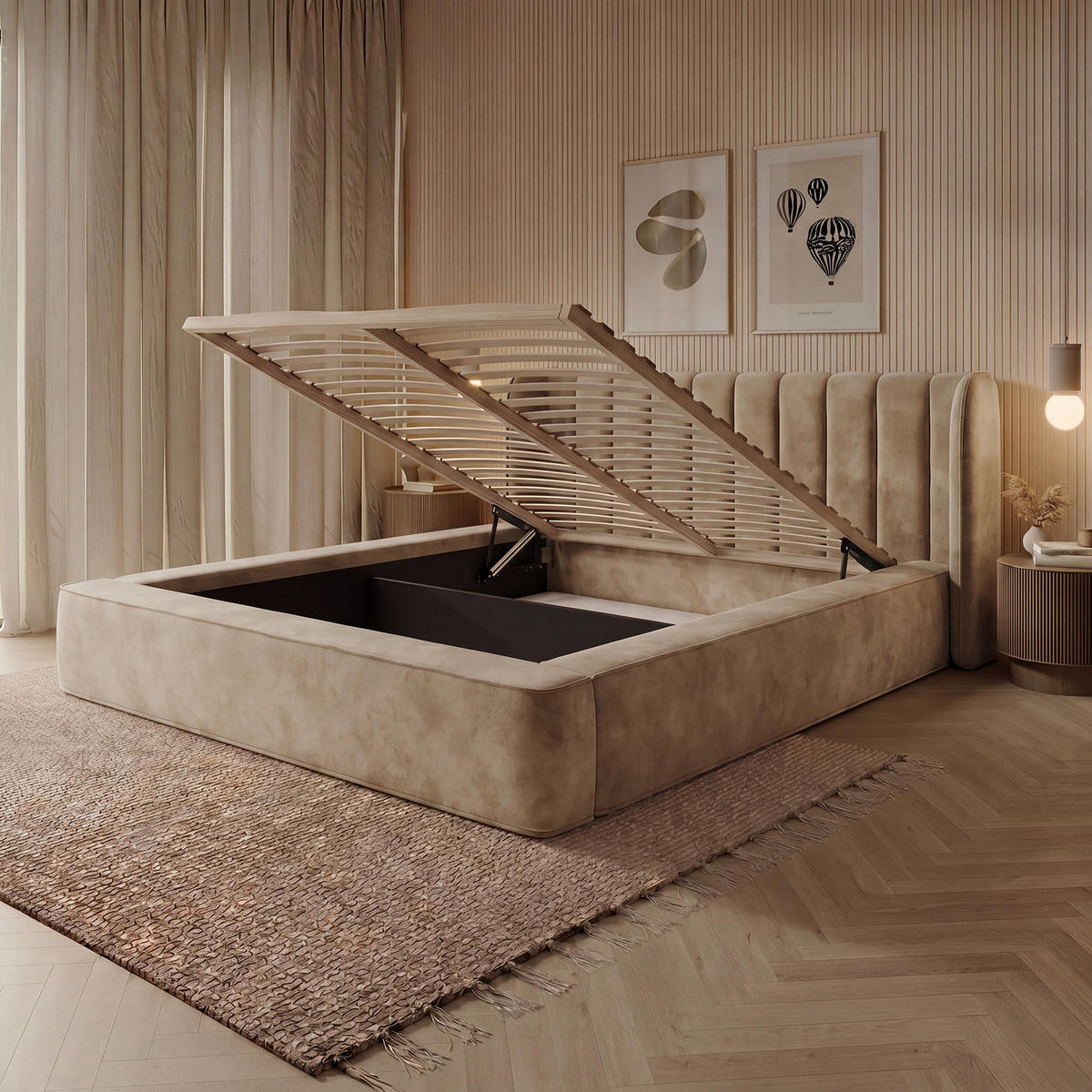 POLSTERBETT GONDO 160x200 cm, Beige - Beige, Textil (200/160cm) - Fedve
