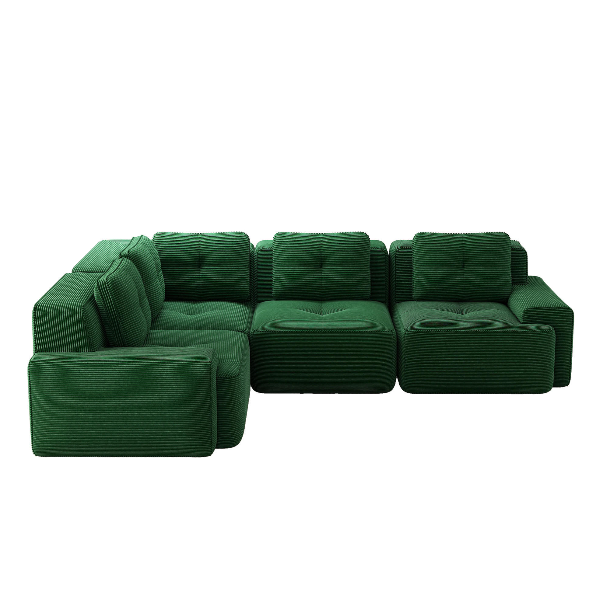MODULARES Ecksofa aus Cord mit tiefem Sitz Grün - Grün, Textil (104/382cm) - Modenvie