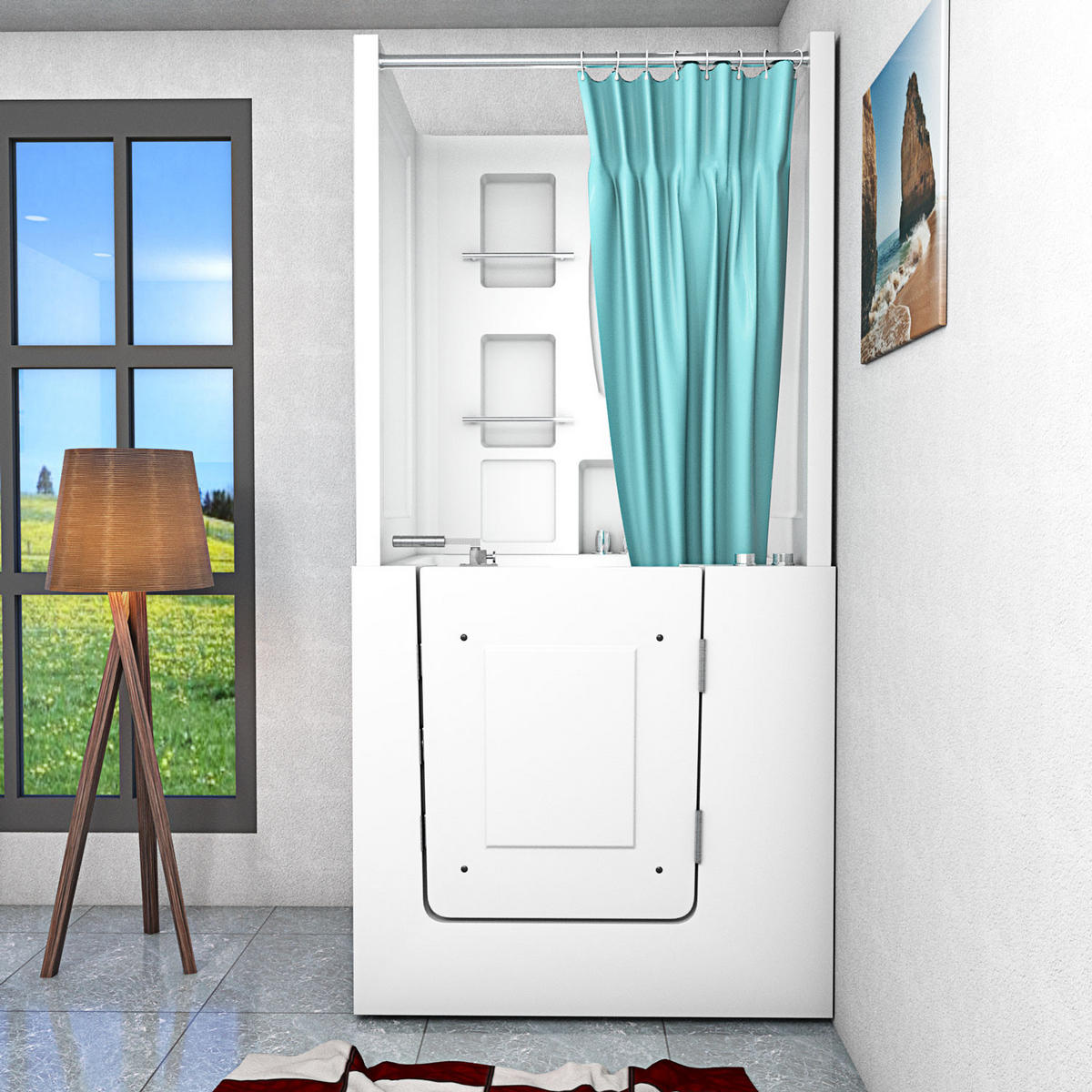 DUSCHE Whirlpool mit Tür S02D-WP-TH-C-R - Weiß, Glas/Kunststoff (100/78/205cm) - AcquaVapore by Sandra Jentho