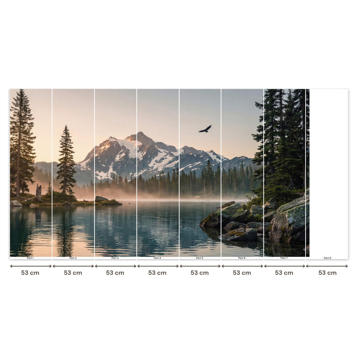 TAPETE - Berge - Wasser - Bäume - 400x220 cm - Multicolor, Papier (400/220cm) - OnlyWow