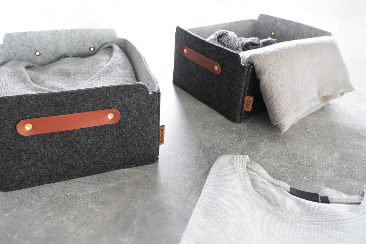 AUFBEWAHRUNGSBOXEN 4er-Set - Dunkelgrau, Textil (31/15/31cm) - Miqio Design