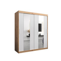 SCHWEBETÜRENSCHRANK 200/180/62 2-türig - Silberfarben/Weiß, Holz/Kunststoff (180/200/62cm) - Abiks Möbel