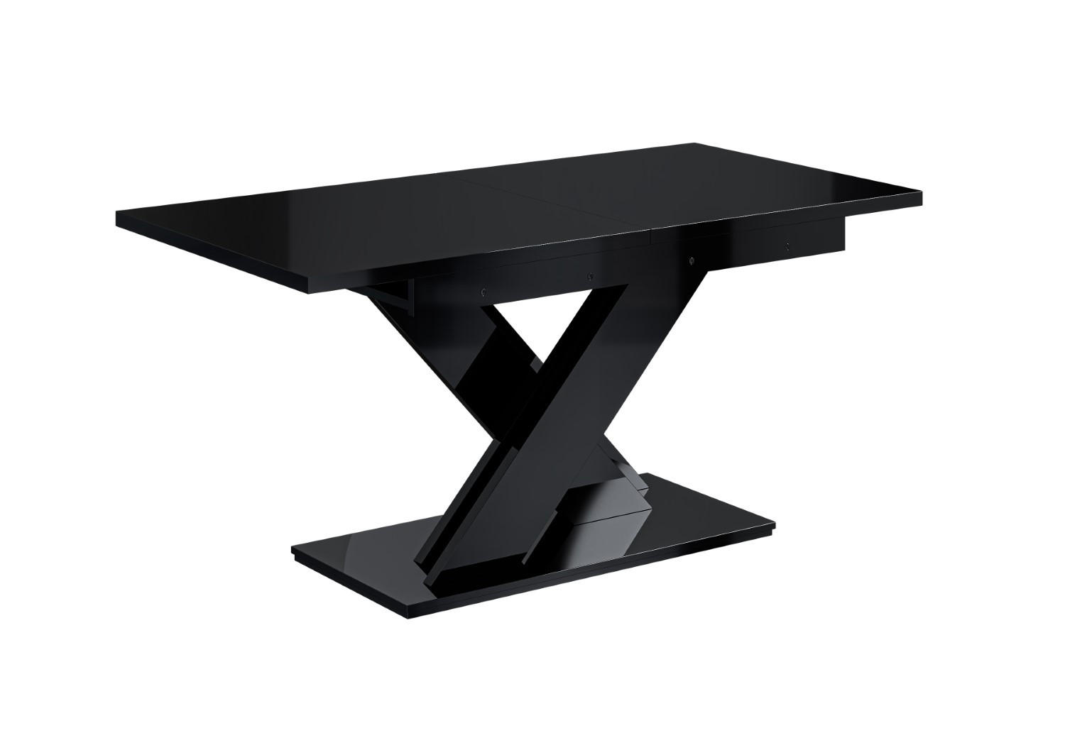 ALTDECOR VÝSUVNÝ jídelní stůl 140–180 × 80 × 75 cm – vysoce lesklá černá – RONX