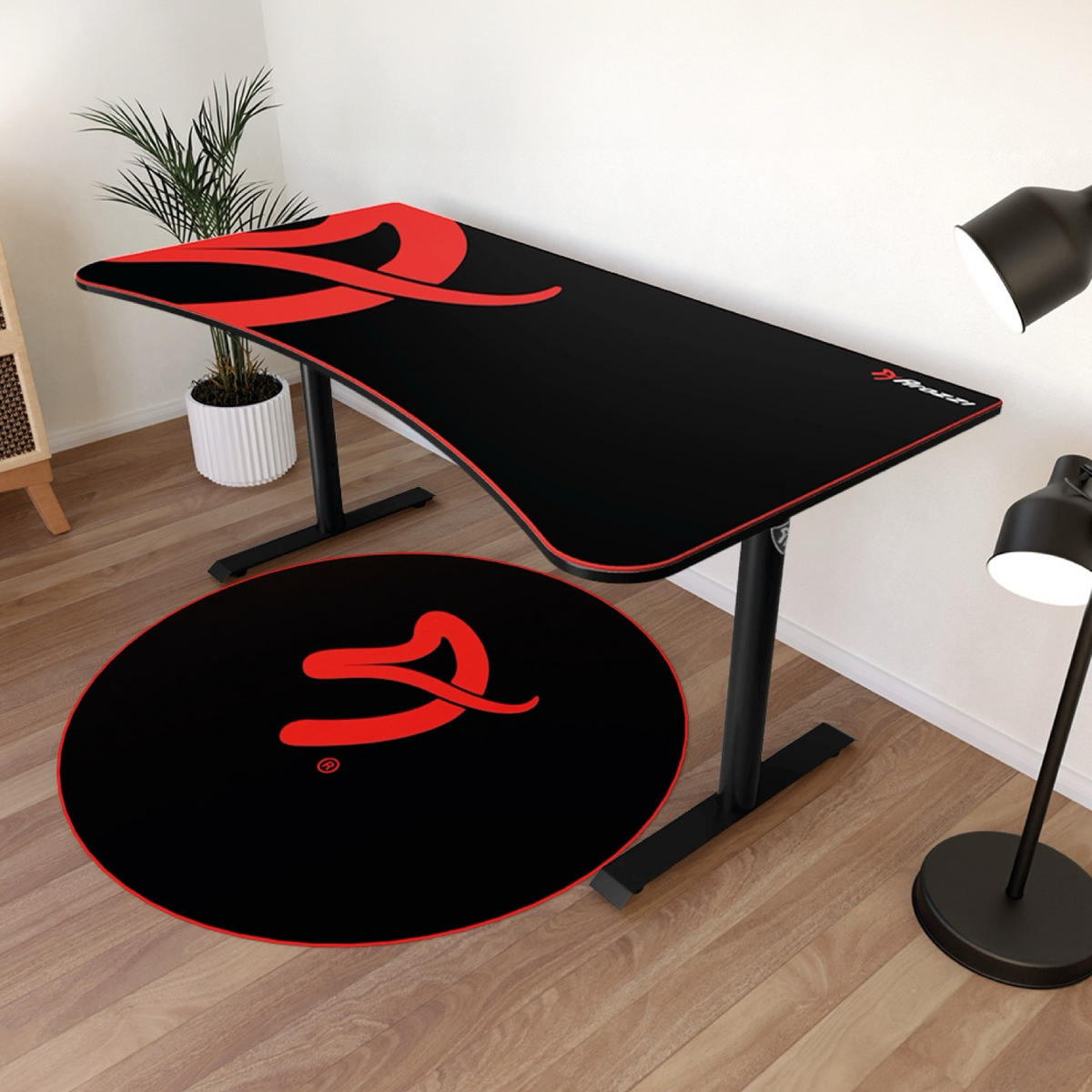 BODENSCHUTZMATTEN Zona Runden 121 cm Schwarz/Rot - Rot/Schwarz, Textil (121/121cm) - Arozzi
