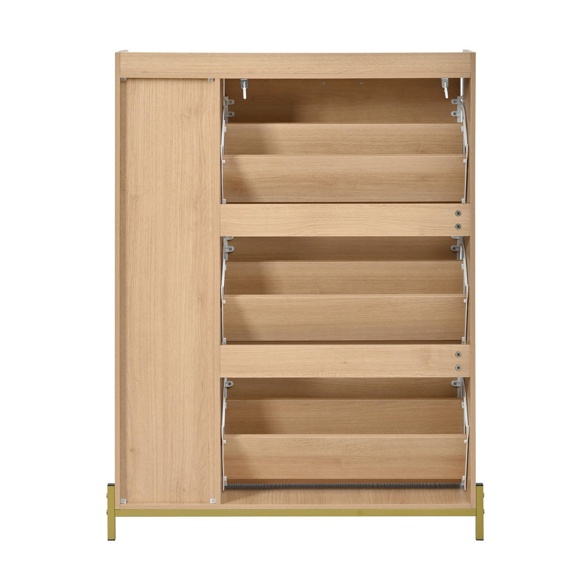 SCHUHKIPPER DE-37696 90/24/119 cm mit 3 Klapptüren Eichenholz - Naturfarben, Holzwerkstoff (90/119/24cm) - ComfortXL