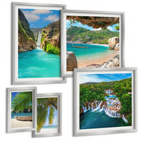 BILDER SET 5er Set - 50x50 cm & 20x30 cm & 40x60 cm Silberner Rahmen - Eiffels Straßenarchitektur - Silberfarben, Kunststoff (40/60cm) - TULUP