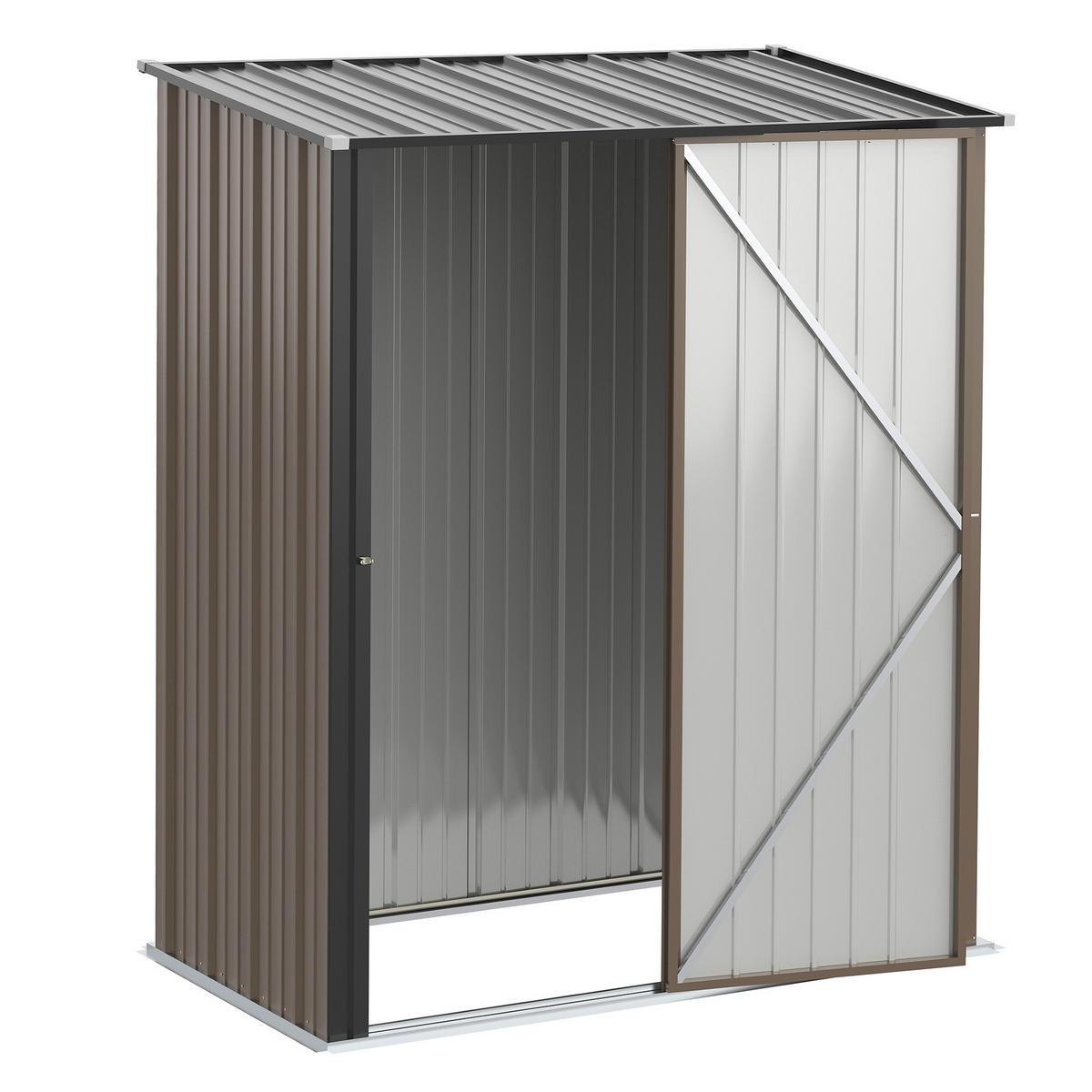 GERÄTEHAUS DE-08089 mit Pultdach und abschließbarer Tür Braun - Braun, Metall (94.5/196/161.5cm) - ComfortXL