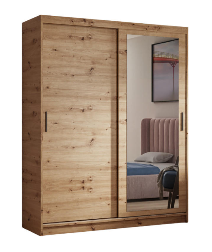 SCHWEBETÜRENSCHRANK Henry 120 cm mit Spiegel 2-türig, artisan - Eiche Artisan, Kunststoff (120/205/60cm) - Margaret Hadas24