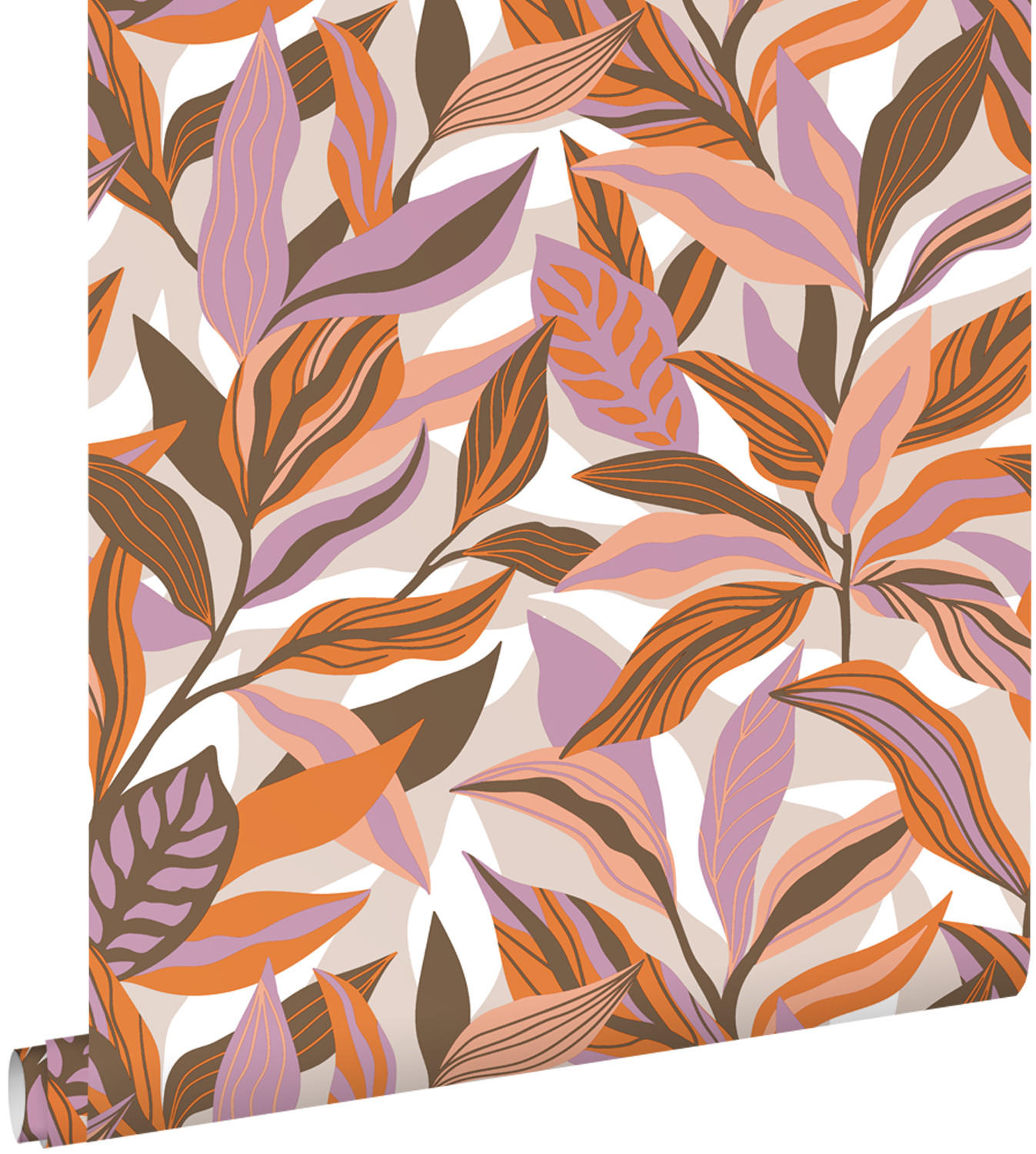 TAPETE tropische Blätter 50 x 900 cm - Orange, Papier (50/900cm) - ESTAhome