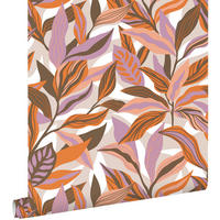 TAPETE tropische Blätter 50 x 900 cm - Orange, Papier (50/900cm) - ESTAhome