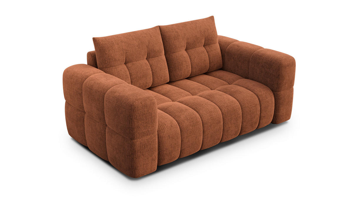 SOFA CLOUDI 2-Sitzer, rostrot - Schwarz/Orange, Holz/Textil (181/89/104cm) - Courtois Laville