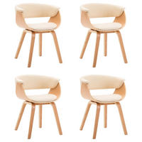 ESSZIMMERSTÜHLE 4 STK. CREME BUGHOLZ UND KUNSTLEDER - Creme, Leder (51/72/59.5cm) - vidaXL