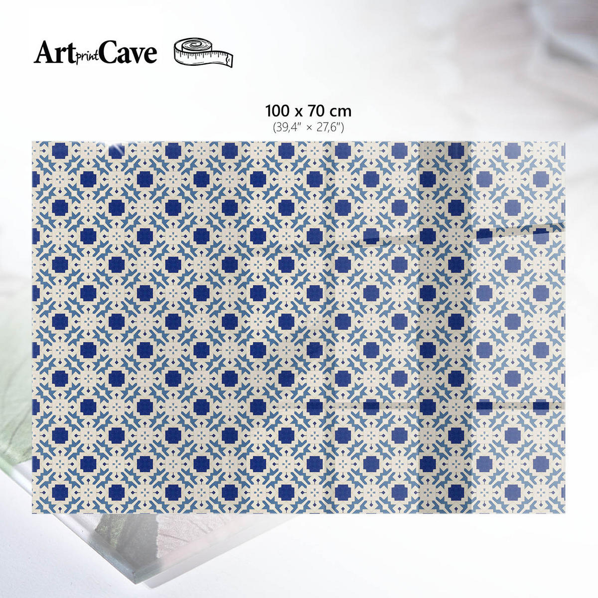 TISCHPLATTE 100x70 cm – Geometrisches Mosaik - Grau, Glas (100/70/0.4cm) - Wallfluent