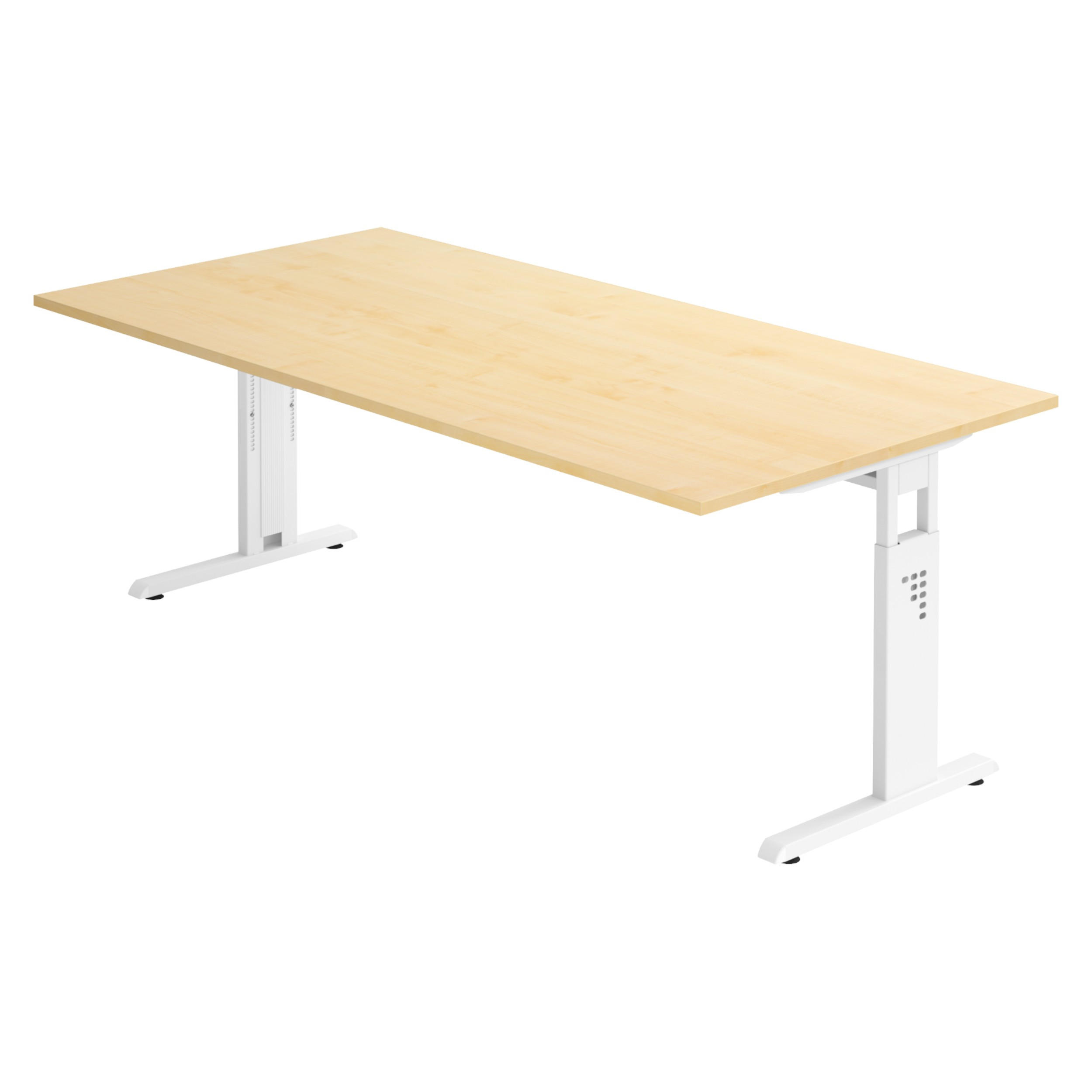bümö Schreibtisch Ahorn, Weiß 200x74x100 cm