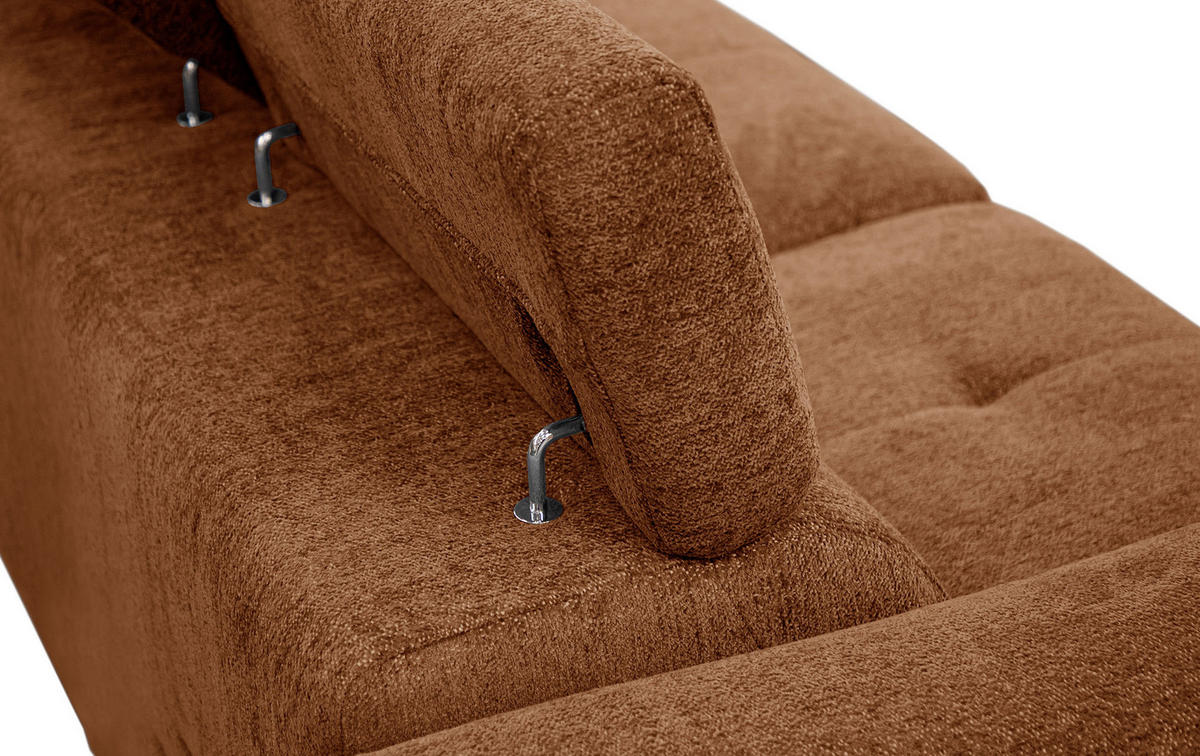 SOFA CALVERA 3-Sitzer mit 2 Relaxfunktionen, dunkelorange - Dunkelorange, Holzwerkstoff/Textil (204/79/106cm) - Courtois Laville