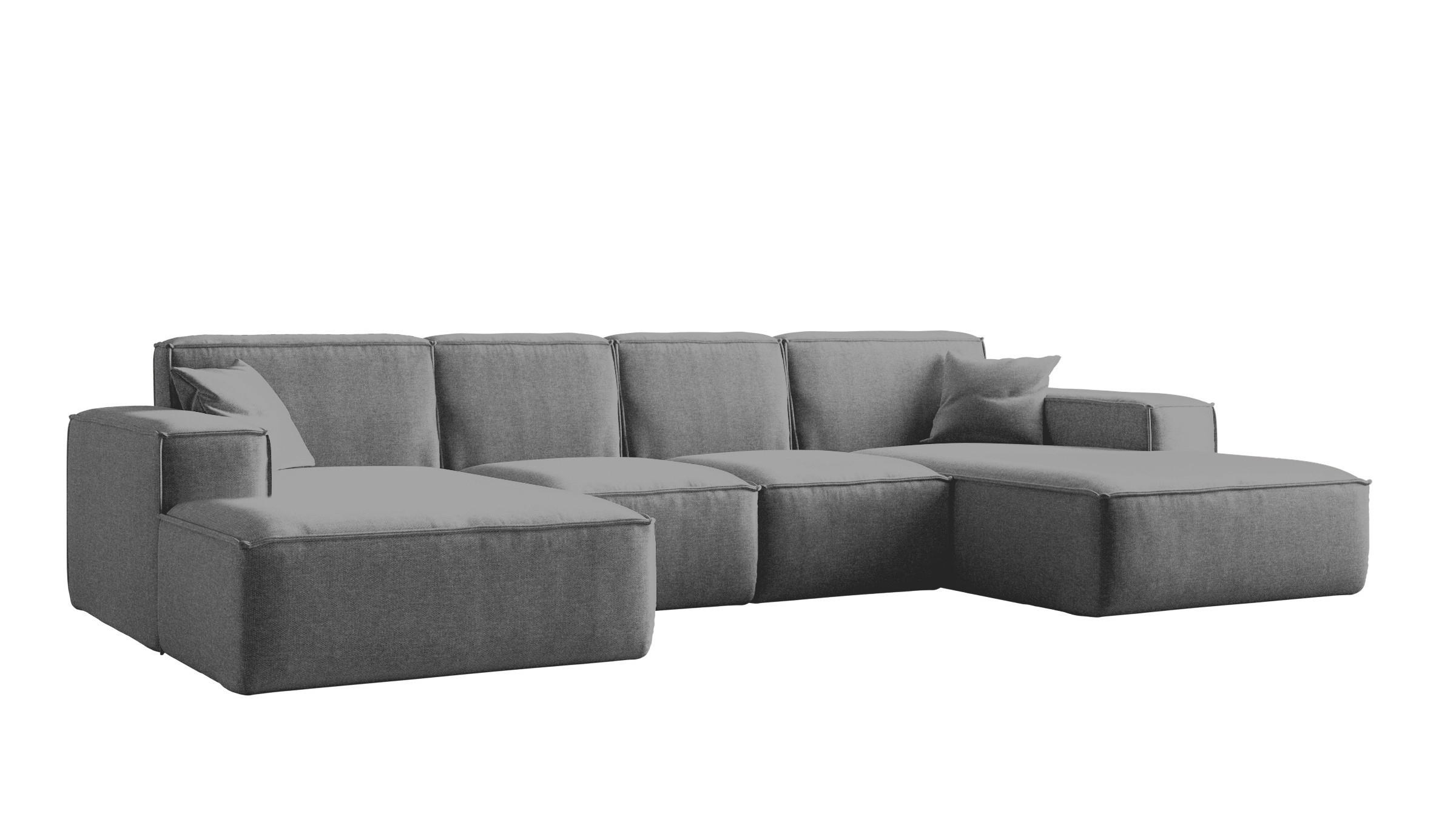 ECKSOFA U-Form Siena mit Stoff Maloy Grau - Grau, Holz (344/165cm) - Kaiser Möbel