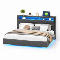 POLSTERBETT 160/200 mit LED, USB-Steckdose und Stauraum im Kopfteil in Grau - Grau, Holzwerkstoff/Textil (160/200cm) - EVRYAE