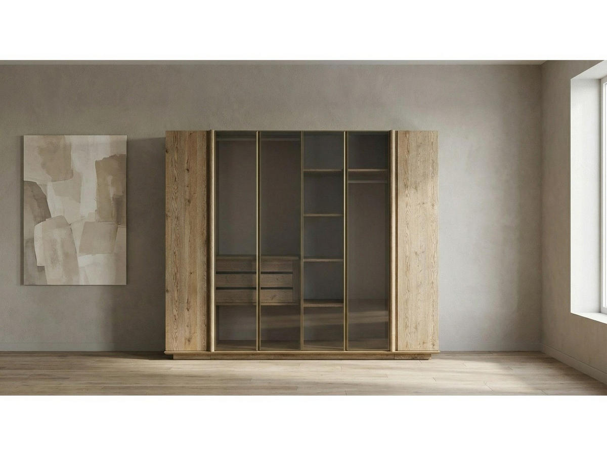KLEIDERSCHRANK Anka 4 trg. - Creme, Holzwerkstoff (180/217/62cm)