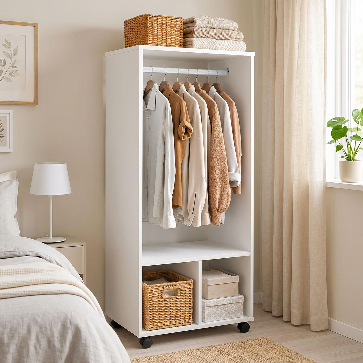 ROLLGARDEROBE Weiß 1 Stück - Weiß, Holzwerkstoff (60/128/40cm) - GiPP