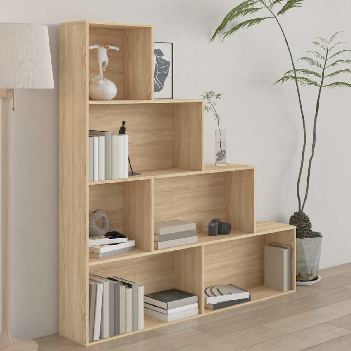 BÜCHERREGAL mit 4 Ebenen 155/24/160 cm aus Holzwerkstoff Sonoma-Eiche Dekor - Sonoma Eiche, Holz (155/160/24cm) - vidaXL