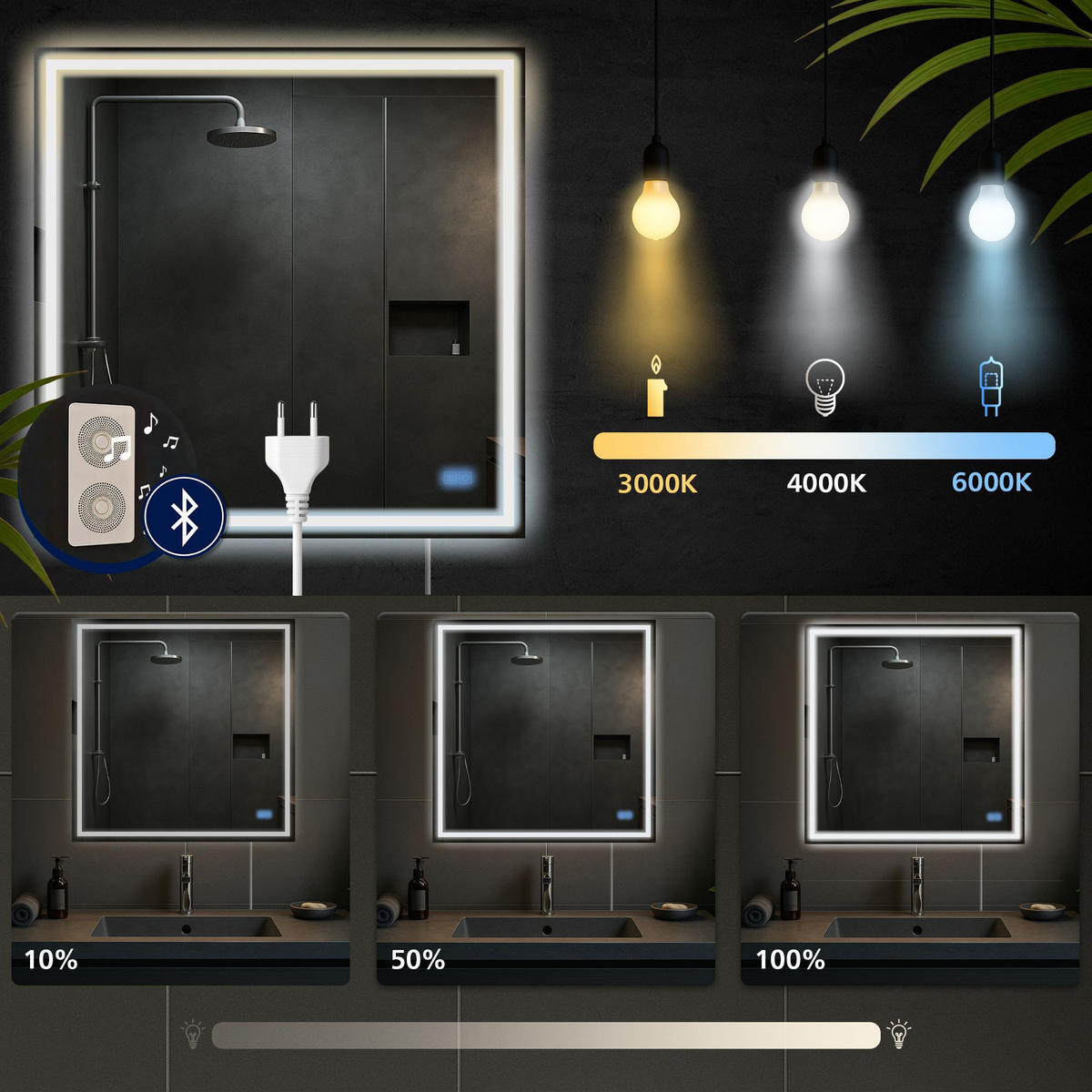 WANDSPIEGEL eckig 80/3.5/80 cm Glas Klarglas - Klar, Glas (80/80/3.5cm) - CLP